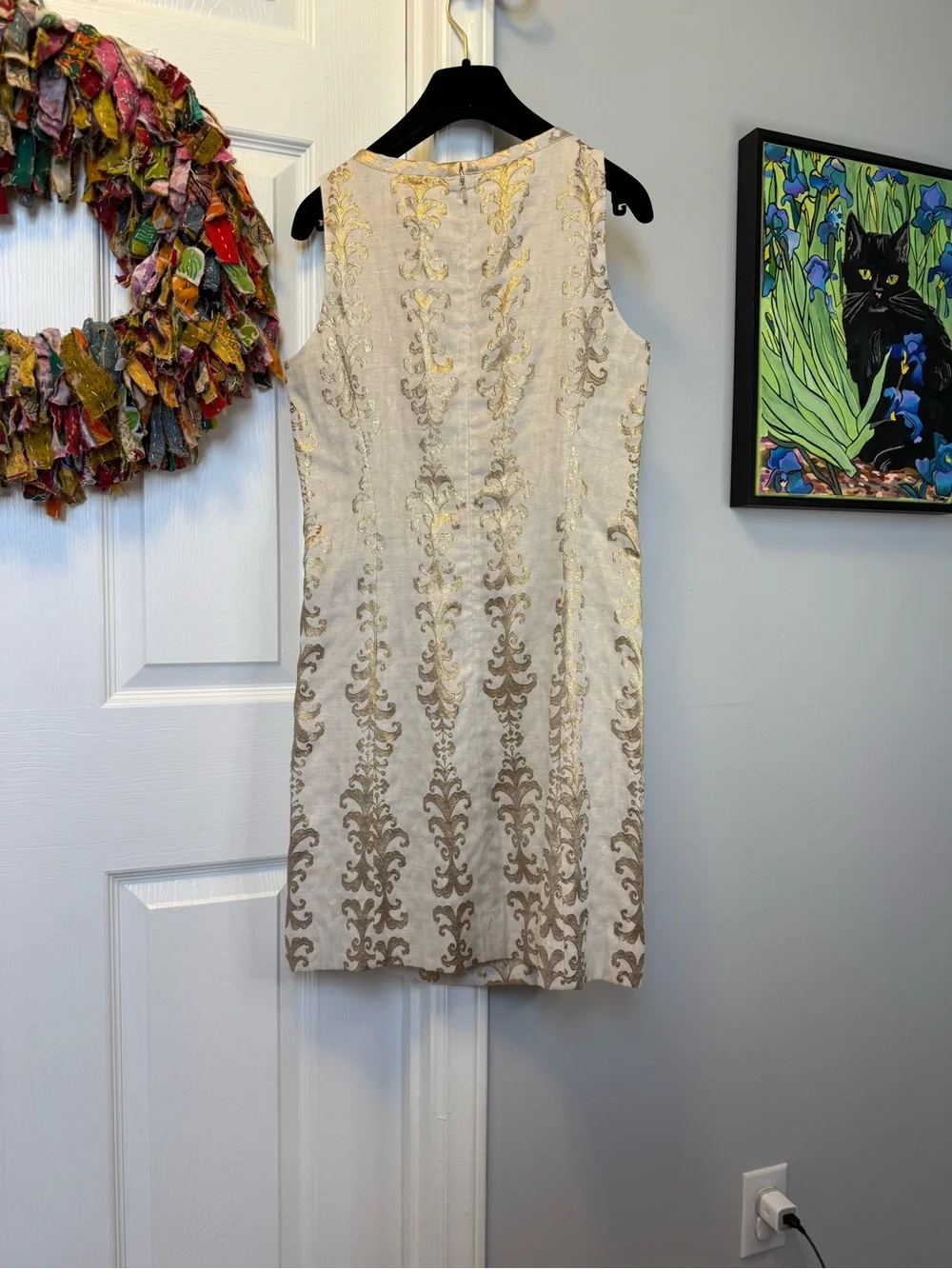 Tory Burch Cream Sheath Dress with Gold Brocade Accents 4 - Picture 10 of 10